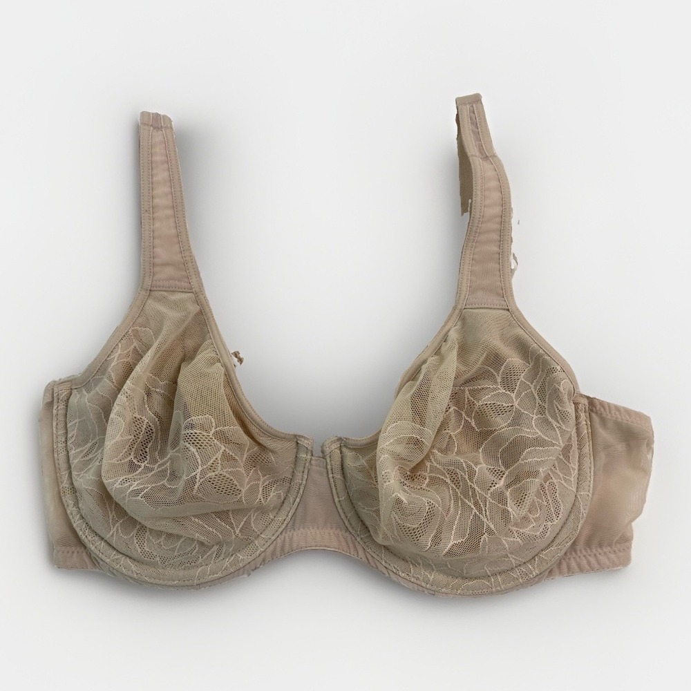 Wacoal 855225 Stark Beauty Women's 36D Beige Unlined Floral Mesh T-Shirt Bra
